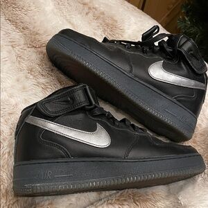 Black and Silver Nike Air Force 1’s high top
